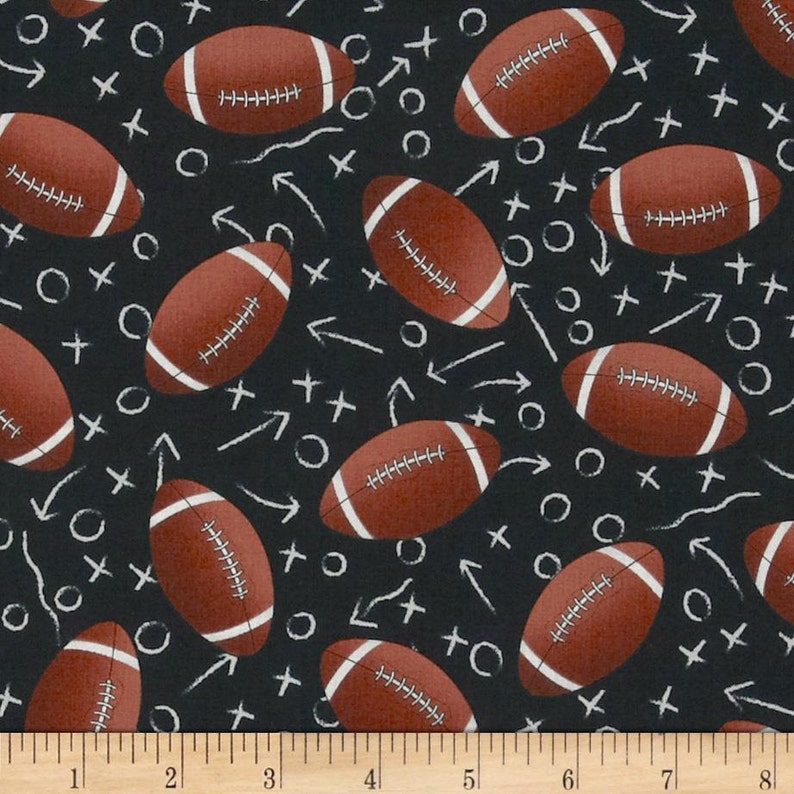 Timeless TreasuresAll Star SportsFootballsBlackCotton Fabric by the Yard or Select Length C1228-BLK image 2