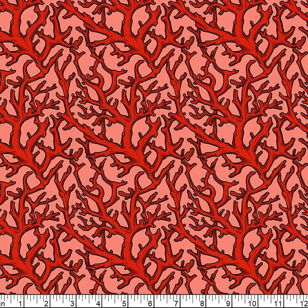 Free Spirit~Mariana~Coral Cascade~Red~Cotton Fabric by the Yard or Select Length PWRH074-RED