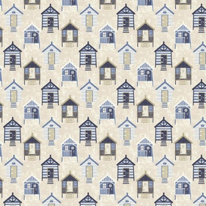 Michael Miller~Bon Voyage~Sea Huts~Cream~Cotton Fabric by the yard or Select Length CX10844-CREA