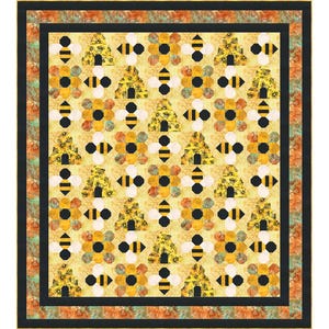 Quilt Kit Buzzy Bee 80" x 89" Batik Twin Quilt in Honeycomb Version (Includes pattern and fabric for quilt top and binding) AAFQK-1590