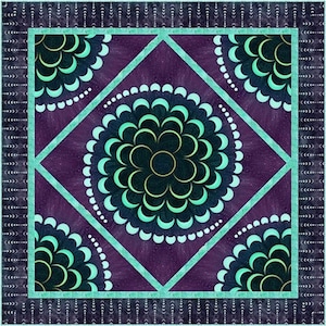 Quilt Kit~Eclipse Kaleidoscope~74" x 74" Dream Big Eclipse Panel Throw Quilt~Aurora (Pattern and Fabric for Quilt Top & Binding) AAFQK-1440