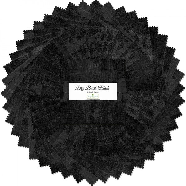 Wilmington Prints~Dry Brush Black~5 Karat Gems Charm Pack~5" Squares~42 Pcs/Pack~Cotton Fabric by the Pack 507-92-507