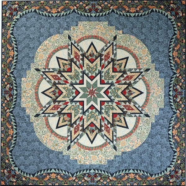 Quilt Kit~Woodlands~76" x 76" Paper Pieced Lemoyne Star with Feathered Diamonds Quilt (includes fabric for top of quilt/binding) AAFQK-1132