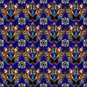 Quilting Treasures~Mystic Owls~Feather Medallion~Digital~Purple~Cotton Fabric by the Yard or Select Length 30037-V