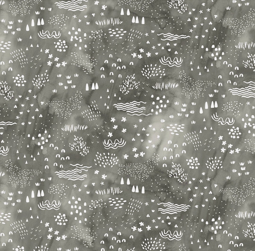 Michael Miller~Around the World~Watermarks~Gray (Grau mit grünen