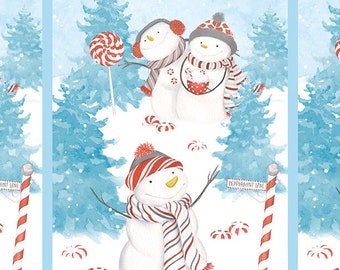 Wilmington Prints~Frosty Merry Mints~24.5" Snowman Panel~Multi~Cotton Fabric by the Panel 27651-431