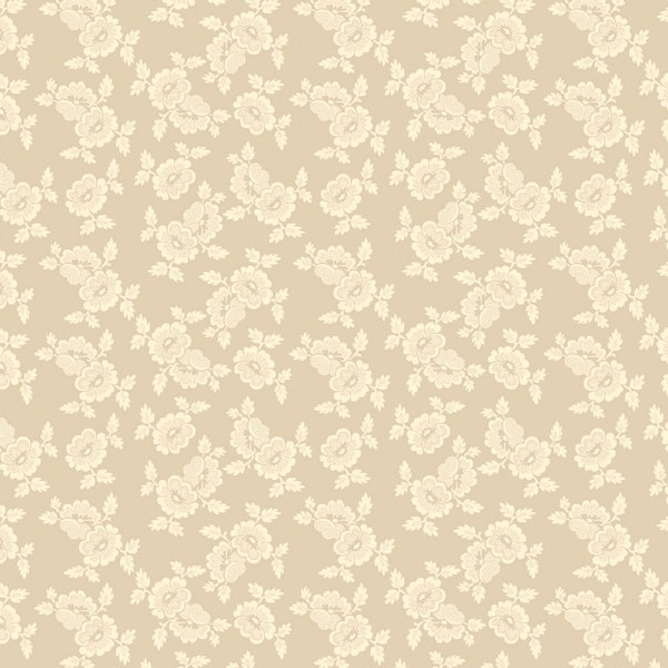 Wilmington Prints~Blushing Blooms~Dotted Floral~Beige~Cotton Fabric by the Yard or Select Length 98733-211