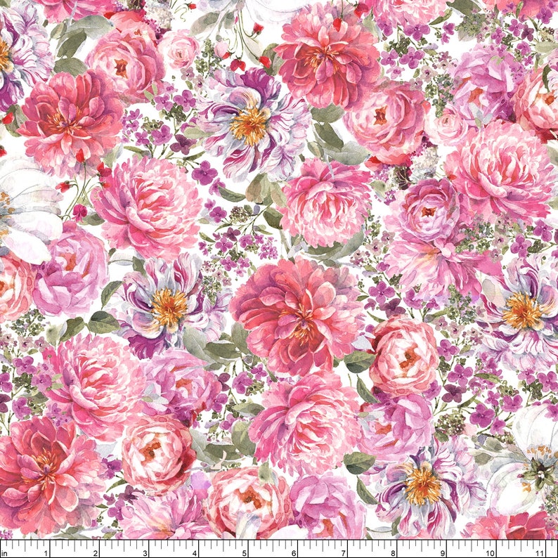 Wilmington Prints Blush Garden Packed Floral White Etsy