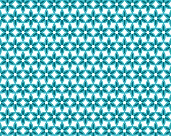 Benartex Secret Garden Star Flower Teal Cotton Fabric by the Yard