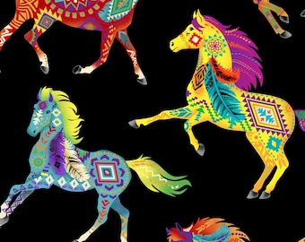 Timeless Treasures Out West Horses Bright Cotton Fabric by the Yard or Select Length CD5160-BRITE
