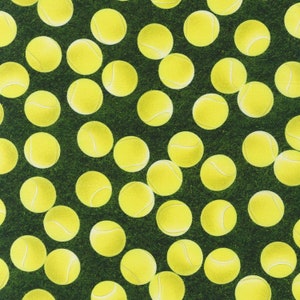 EOB~Robert Kaufman~Sports Life~Tennis Balls~Digital~Grass~Cotton Fabric by the Yard or Select Length SRKD1949247