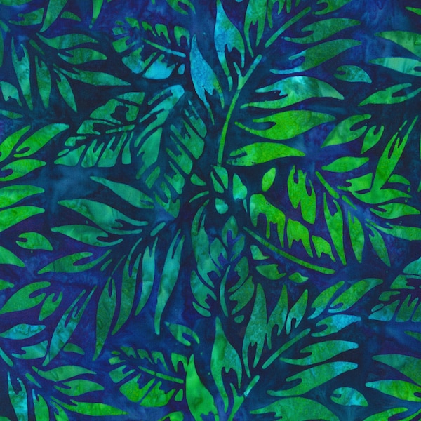 Robert Kaufman~Artisan Batik~Totally Tropical~Leaves~Riviera~Cotton Batik Fabric by the Yard or Select Length AMD19468299