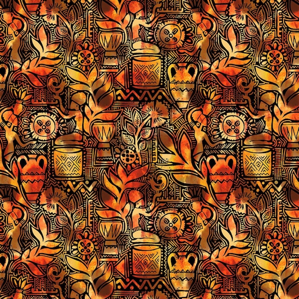 EOB~Michael Miller~Kenya~Dreaming of Africa~Rust~Cotton Fabric by the Yard or Select Length CX9991-RUST