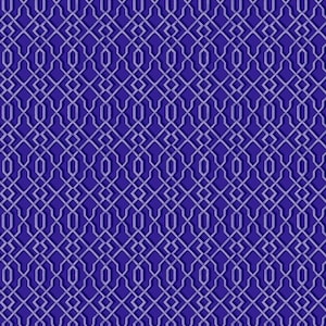 May include: A seamless pattern with a geometric design. The pattern is made up of a series of interlocking lines that create a series of squares and diamonds. The pattern is in shades of blue.