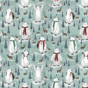 Timeless Treasures~Yeti for Winter~Yeti Scenic~Winter~Cotton Fabric by the Yard or Select Length CD2018-WINTER