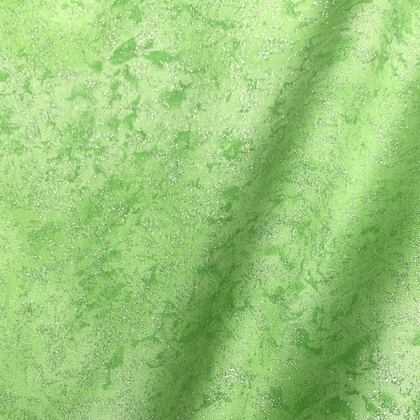 EOB - Michael Miller - Fairy Frost - Tonal with Silver Metallic Glitter - Celery - Cotton Fabric by the Yard or Select Length CM0376-CELERY