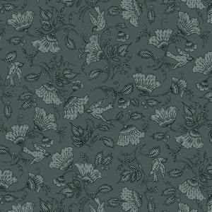 EOB~Blank Quilting~Courtney 108&quot; Wide Backing~Floral with Birds~Teal~Cotton Wide Backing Fabric by the Yard or Select Length 2745-67