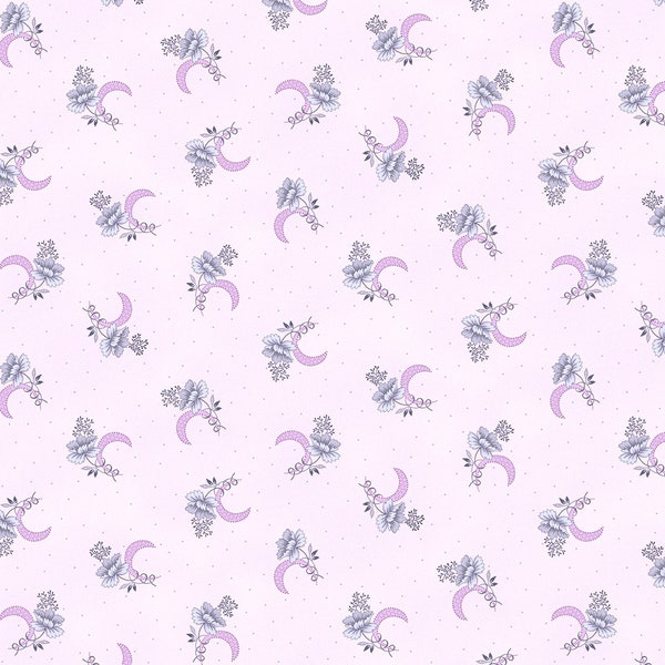 Henry Glass~Twilight Garden Flannel~Crescent Flowers~Lilac~Printed Cotton Flannel Fabric by the Yard or Select Length 3194F-55