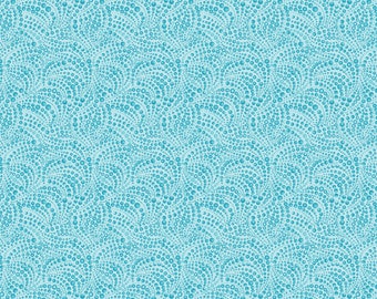 Benartex - Cat-I-Tude - Beaded Swirls - Lt Teal - Fabric by the Yard 4207B-52