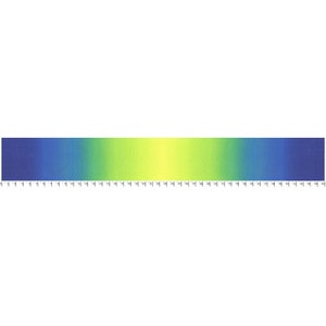 May include: A gradient fabric strip with a blue to green to yellow color transition.