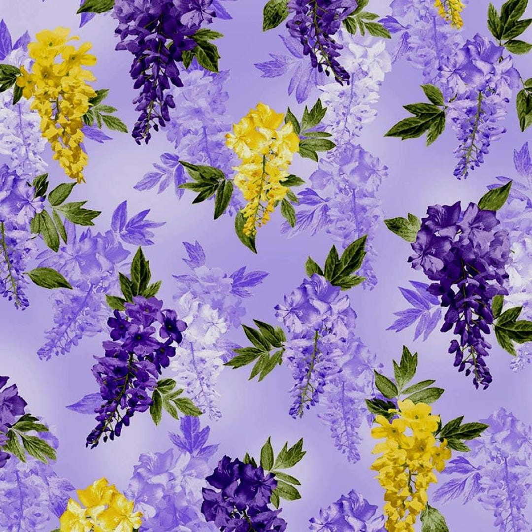 確認　ジャスミン様　Michael Miller fabricより Michael Miller Wisteria Lane Wisteria Breeze Digital Amethyst