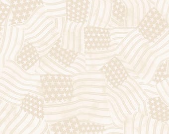 Wilmington Prints Founding Glory 108" Wide Backing Tonal Flags Cream Cotton Fabric by the Yard or Select Length 6632-222