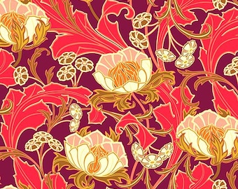 Figo Wild Abandon Wanderlust by Heather Bailey Plum Cotton Fabric by the Yard or Select Length 90891-28