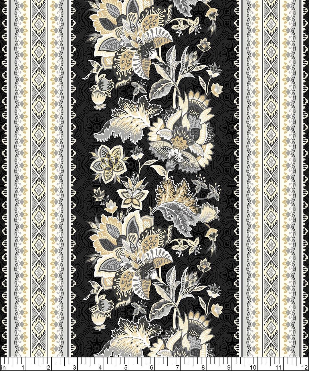 Michael Miller Hampton Court Gothic Stripe Black Cotton Fabric by the ...