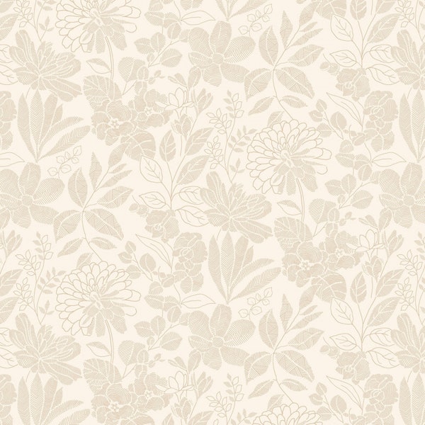 Studio E~Pen and Ink 118" Wide Backing~Floral~Beige~Cotton Fabric by the Yard or Select Length 6912S-44