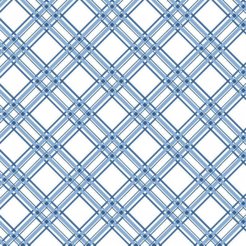 EOBMaywood StudioKimberbell BasicsDiagonal PlaidBlau/WeissBaumwollstoff