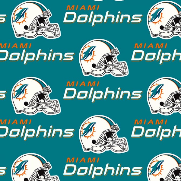 Fabric Traditions~NFL Cotton~Miami Dolphins~Aqua~Cotton Fabric by the Yard 6459-D