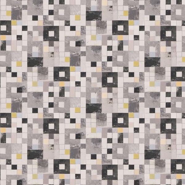 Northcott~Falcon Ridge~Geo Squares~Black/Tan~Cotton Fabric by the Yard or Select Length 25130-14