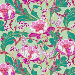 Figo~Wild Abandon~Wanderlust by Heather Bailey~Aqua~Cotton Fabric by the Yard or Select Length 90891-74