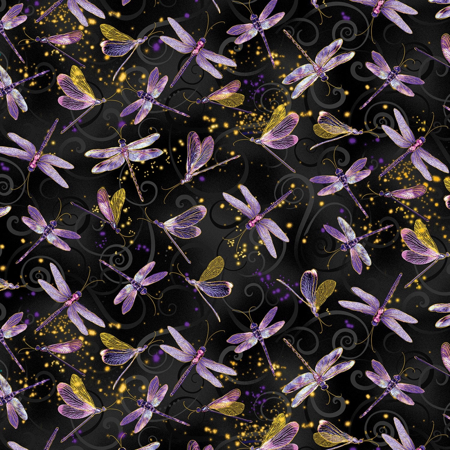 Kanvas By Benartex - Dragonfly Dance - Dragonflies w/Metallic Gold - …