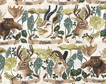 EOB~Dear Stella~Natural History~Horned Beasts~Gardenia~Cotton Fabric by the Yard or Select Length ST-SRR1082