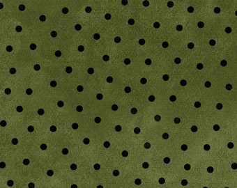 Maywood Studio~Woolies Flannel~Polka Dots~Green~Printed Cotton Flannel Fabric by the Yard F18506M-G
