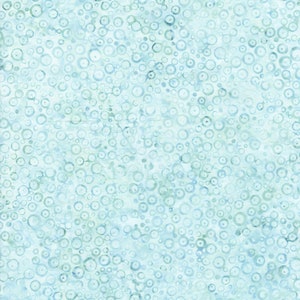 May include: A seamless pattern of blue and green circles on a light blue background. The circles are of varying sizes and are arranged in a random pattern.