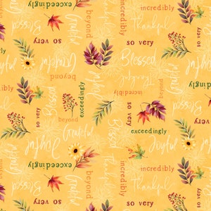 Estampados de Wilmington ~ Luz de otoño ~ Lanzamiento de palabras ~ Oro ~ Tela de algodón cortada a medida o seleccione largo 32107-557