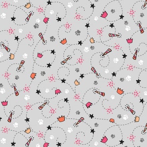 Michael Miller~Meowlogical~Feline Stitches~Nickel~Cotton Fabric by the Yard or Select Length CX9620-NICK