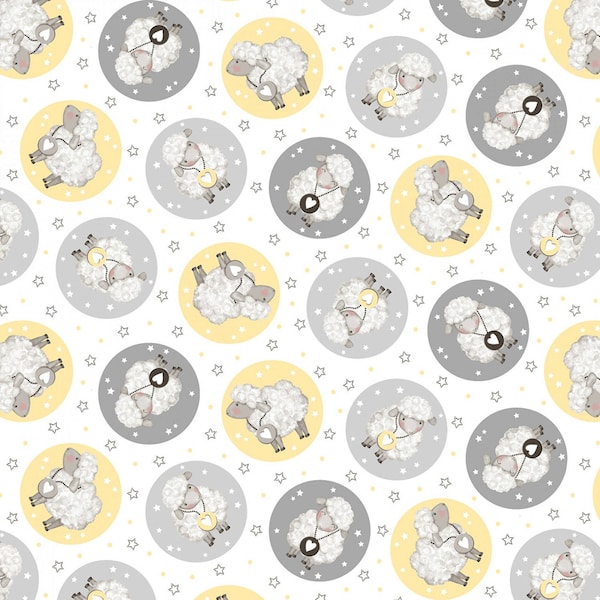 Studio E~Sweet Dreams~Sheep in Big Dots~Multi~Cotton Fabric by the Yard or Select Length 6322S-49