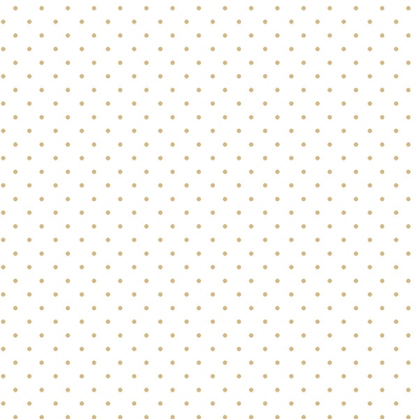 Maywood Studio~Beautiful Basics~Classic Dot~White/Tan~Cotton Fabric by the Yard or Select Length 609M-WT