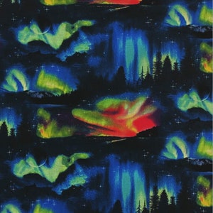 Elizabeths Studio~Landscape Medley~Northern Lights~Black~Cotton Fabric by the Yard or Select Length 502E-BLK