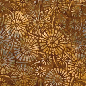 Wilmington Batiks~Cinnamon Twist~Flower Burst~Honey Brown~Cotton Batik Fabric by the Yard or Select Length 22300-225
