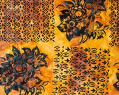 Northcott - Banyan Batik - Baralla - Floral Geometric Blocks - Midnight Gold - Cotton Fabric by the Yard 80315-53