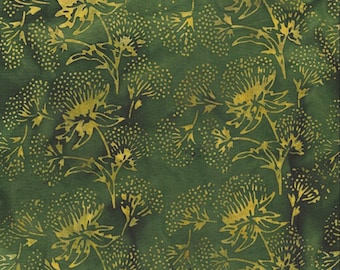 Island Batik~Earthly Greens~Floral Herb~Green Grass~Cotton Batik Fabric by the Yard or Select Length 112323690