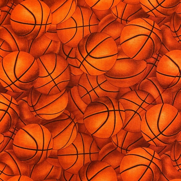 Elizabeths Studio~Sports Collection~Basketballs~Orange~Cotton Fabric by the Yard or Select Length 221E-ORG