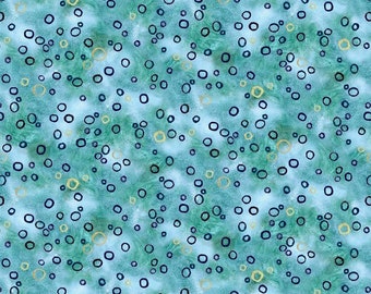 Quilting Treasures~Mediterranea~Small Circle Geo~Digital~Turquoise~Cotton Fabric by the Yard or Select Length 29831-Q