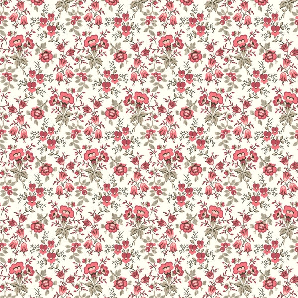 Wilmington Prints~Blushing Blooms~Flower and Buds~Cream/Multi~Cotton Fabric by the Yard or Select Length 98735-132