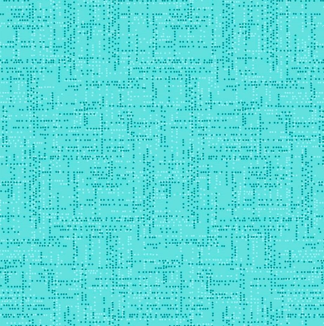 Patrick Lose~dot Matrix~dotted Grids~aqua~cotton Fabric by the Yard or ...