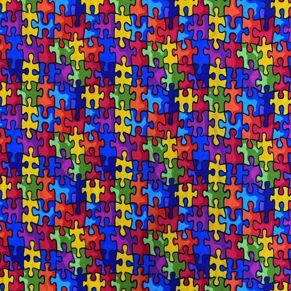 Windham~Basic Club~Packed Puzzle Pieces~Multi~Cotton Fabric by the Yard or Select Length 19596-X